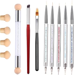 8PCS Nail Art Brushes Set Ombre Nail Brush Dotting Pen Nail Art Liner Brushes UV Gel Painting Acrylic Nail Brush Set Sponge Nail Brush Nail Gradient Brush Nail Point Drill Drawing Pen Tools Set