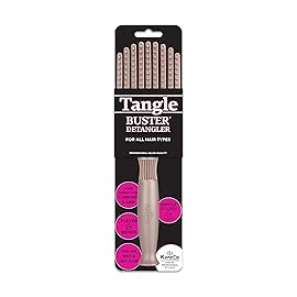 Premium Tangle Buster Brush - Soft Nylon Travel-Friendly Bristles - Long Durable Rubber Handle - Ideal for Wet and Dry Hair & Easy Grooming, Cashmere Color