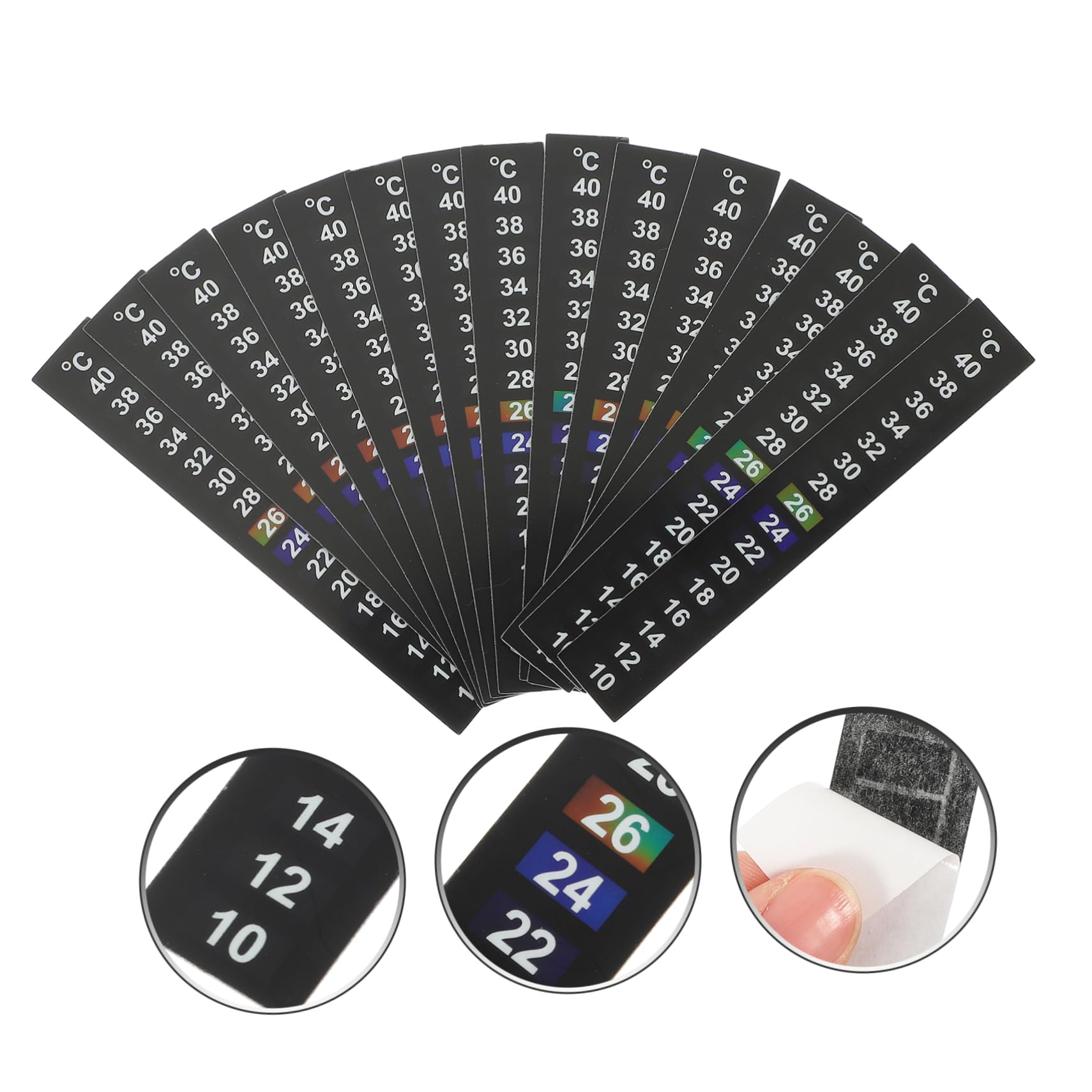 FOMIYES Lot De 10 Bandes De Mesure De Température Pour Aquarium Thermomètre Numérique Autocollant 18-34 °c Facile À Lire 15 Pièces X 10