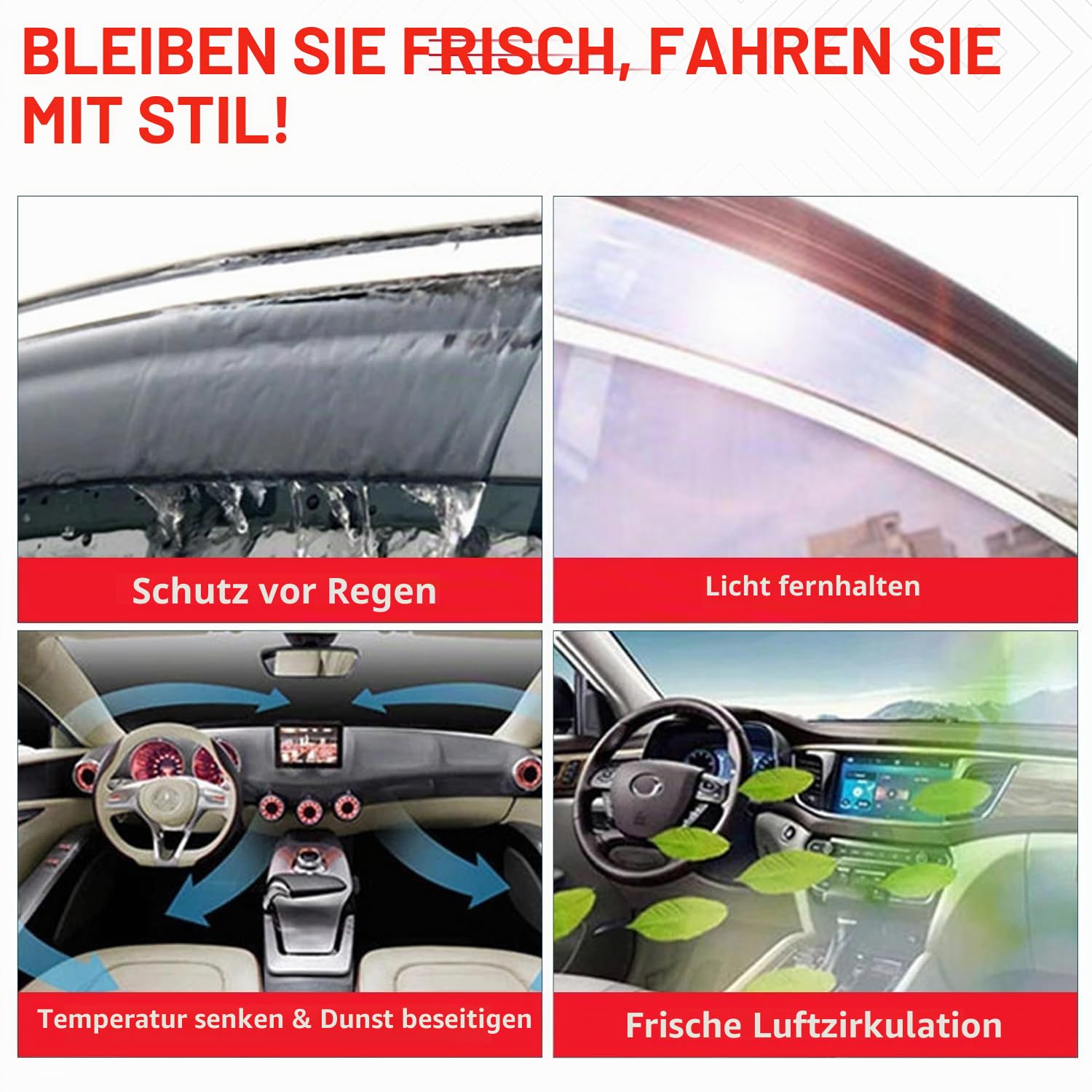 Set mit 2 Windabweisern IN-CHANNEL-Typ Kompatibel mit VOLKSWAGEN CADDY & FORD TOURNEO CONNECT 2021 bis 2025 Modelle Acryl-Seitenblenden Fensterabweiser VW CADDY