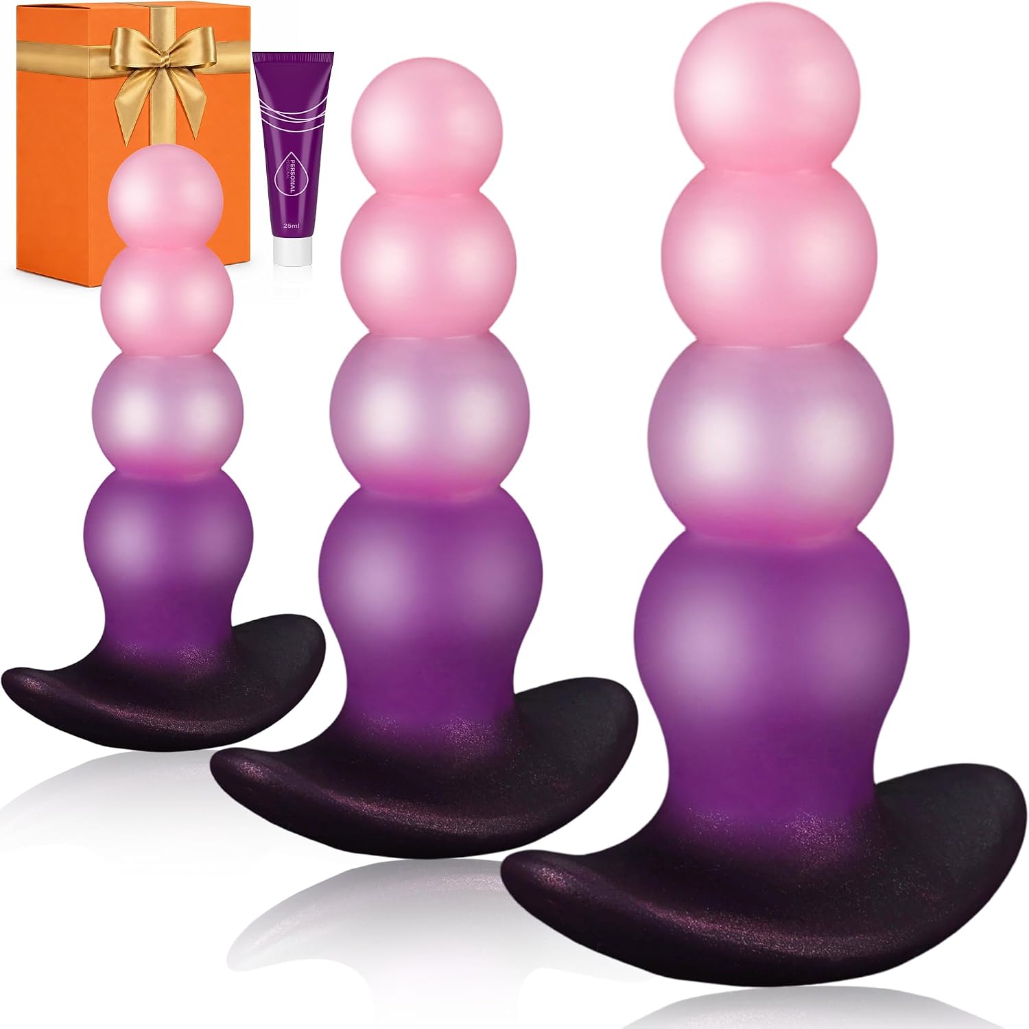 3PCS Anal Plug Set, Fantasy Knot Butt Plug Training Kit Silicone Anal Beads