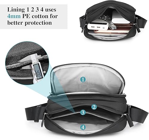 Miniatura 4 de BAIGIO Bolsa de mensajero para hombre, bolsa de hombro, bolsa de viaje, bolso para hombre, bolso casual para trabajo y negocios