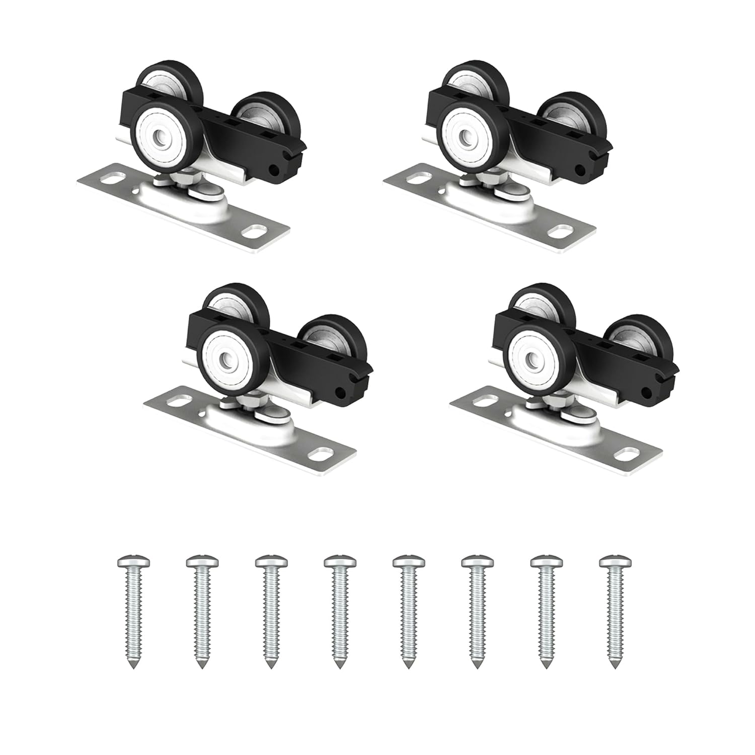 8 PCS Bypass Door Track Roller Kit, Sliding Wardrobe Closet Door Hardware Top-Roller Kit with Screws,Slide Smoothly and Quietly