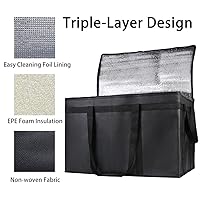 Vista 109 de Bodaon Paquete de 1 bolsas de compras reutilizables aisladas, bolsa enfriadora de picnic XL con cremallera superior para frío, bolsa aislada