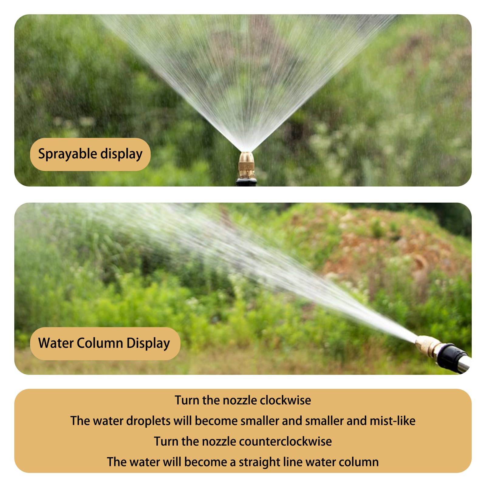 Buse de pulvérisation économiseuse d'eau en Laiton, Filetage G1/2", Buses d'arrosage réglables, Jet d'eau réglable pour PCV/Goutte à Goutte et arrosage de Serre, 5 pièces, Filetage G1/2".