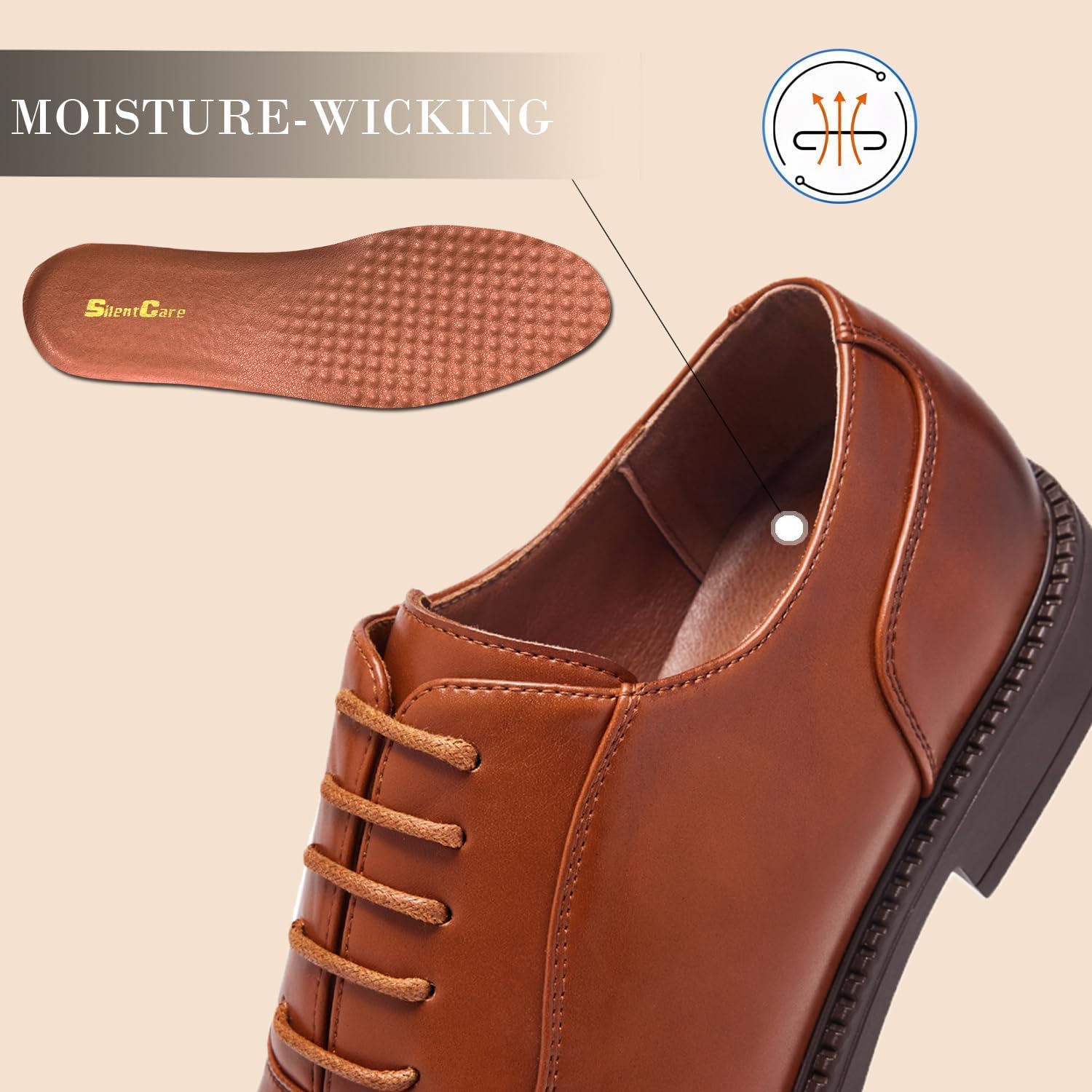 SILENTCARE Men's Dress Shoes Formal Oxford Business Comfortable Classic Lace Up Shoes - Image 5