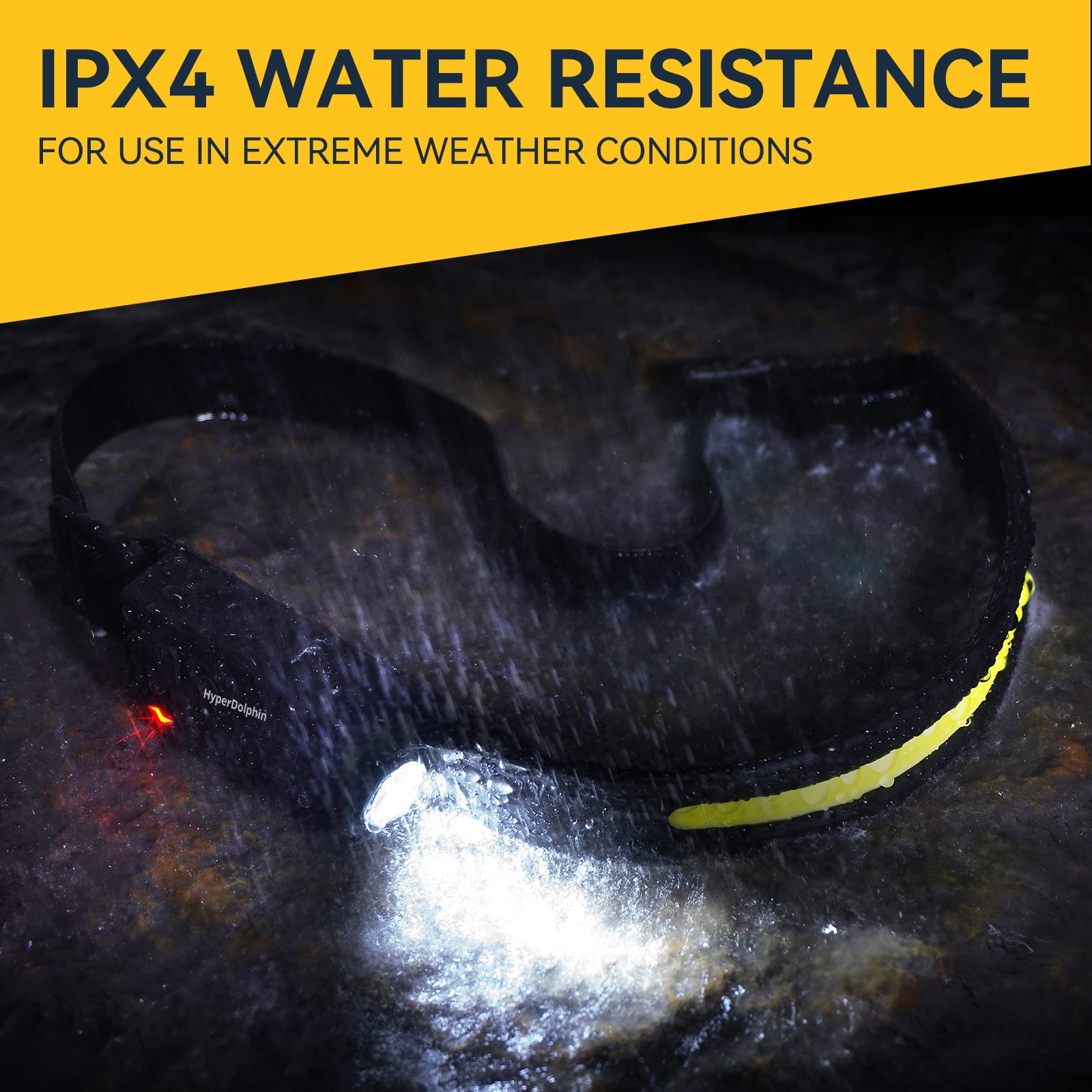 HyperDolphin Torcia Frontale LED Ricaricabile Illuminazione a 230° Leggera Resistente alle Intemperie 5 Modalità di Luce Ricarica USB Lampada da Lavoro per Campeggio Escursionismo Corsa (2)