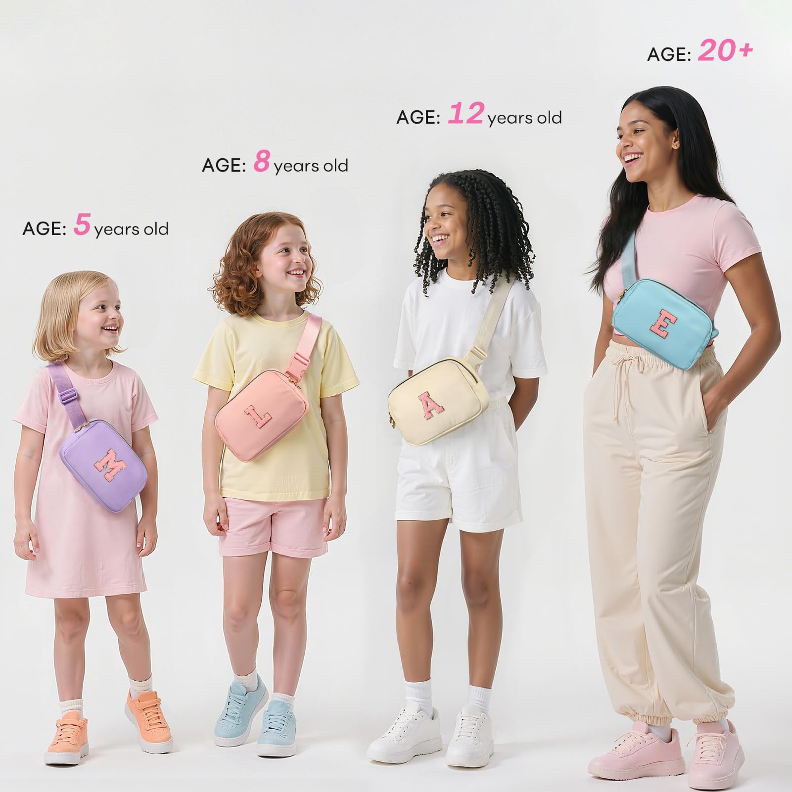 Condition photo showing New/Like New for mibasies Initial Fanny Pack for Girls, Birthday Gifts for 4 5 6 7 8 9 10 11 12 13 Teen Girl - Cute Personalized Trend Stuff - Peach G