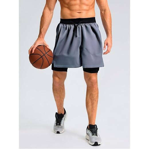 Short esportivo masculino cinza escuro respirável leve ideal para esportes e uso casual, design versátil, Preto 1, M