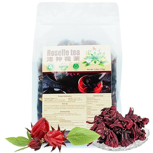 SIFANGDA Roselle 5.29 onzas (5.29 oz) Flores de hibisco de té de hibisco, flores de hibisco, cortadas y tamizadas empaquetadas en bolsa resellable