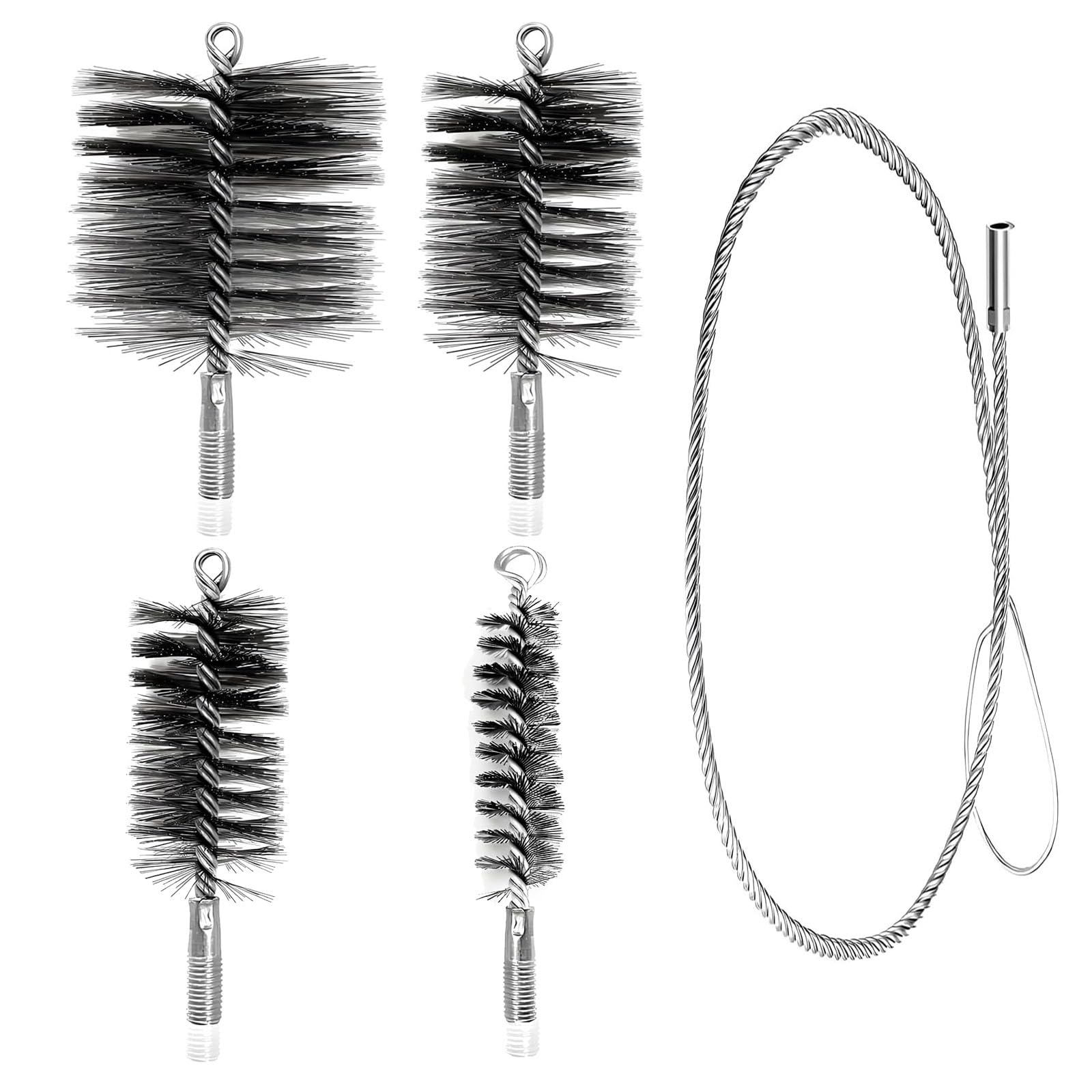 5pcs Cepillo para Tubos de Estufa Cepillos para Caldera 30/50/80/150 mm para Limpiar Tuberías y Eliminar Óxido
