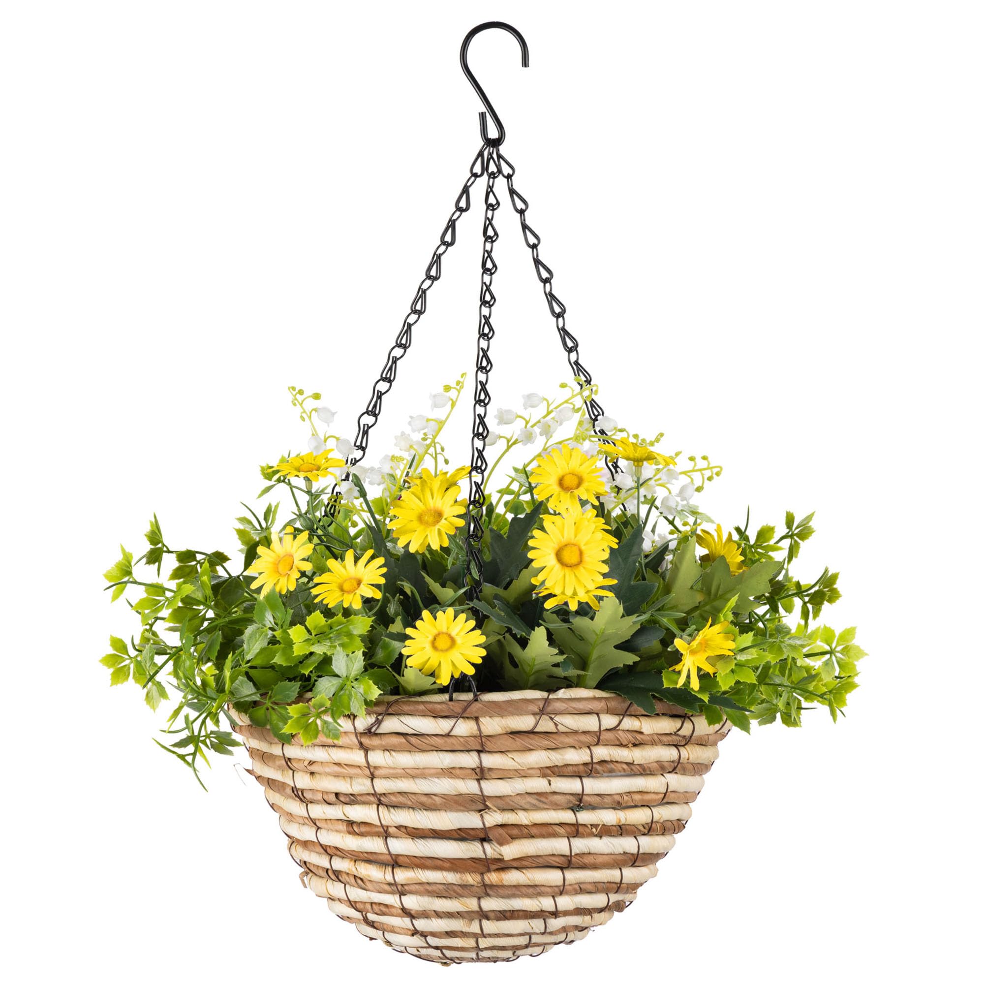 Christow Artificial Daisy Hanging Basket