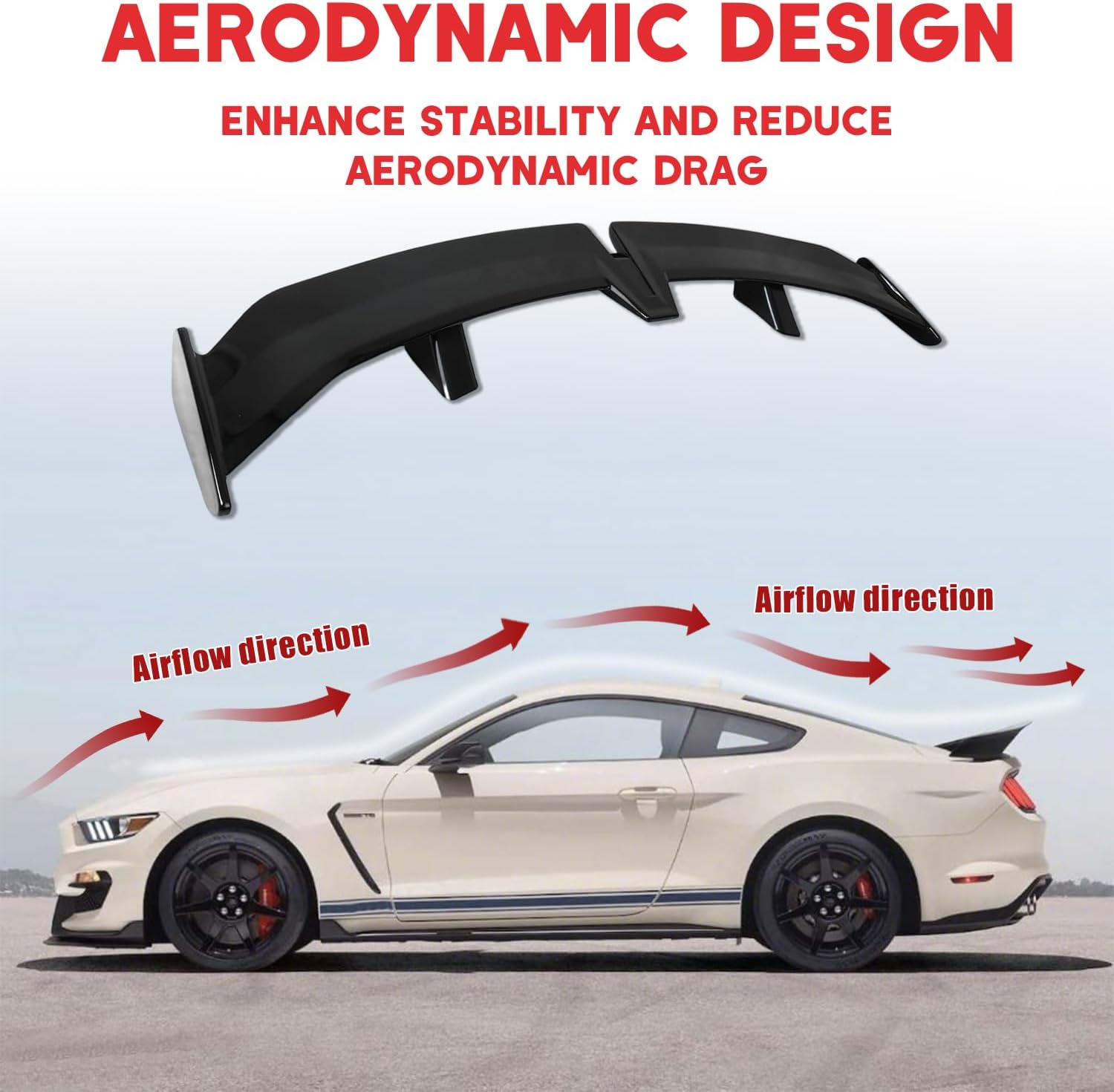 Car Universal Rear Spoiler GT Trunk Top Wing Compatible with Volkswagen Mazda Honda Chevy Camaro Corvette Ford Mustang Chrysler Toyota Nissan Sentra Kia Models (54"-Glossy Black)