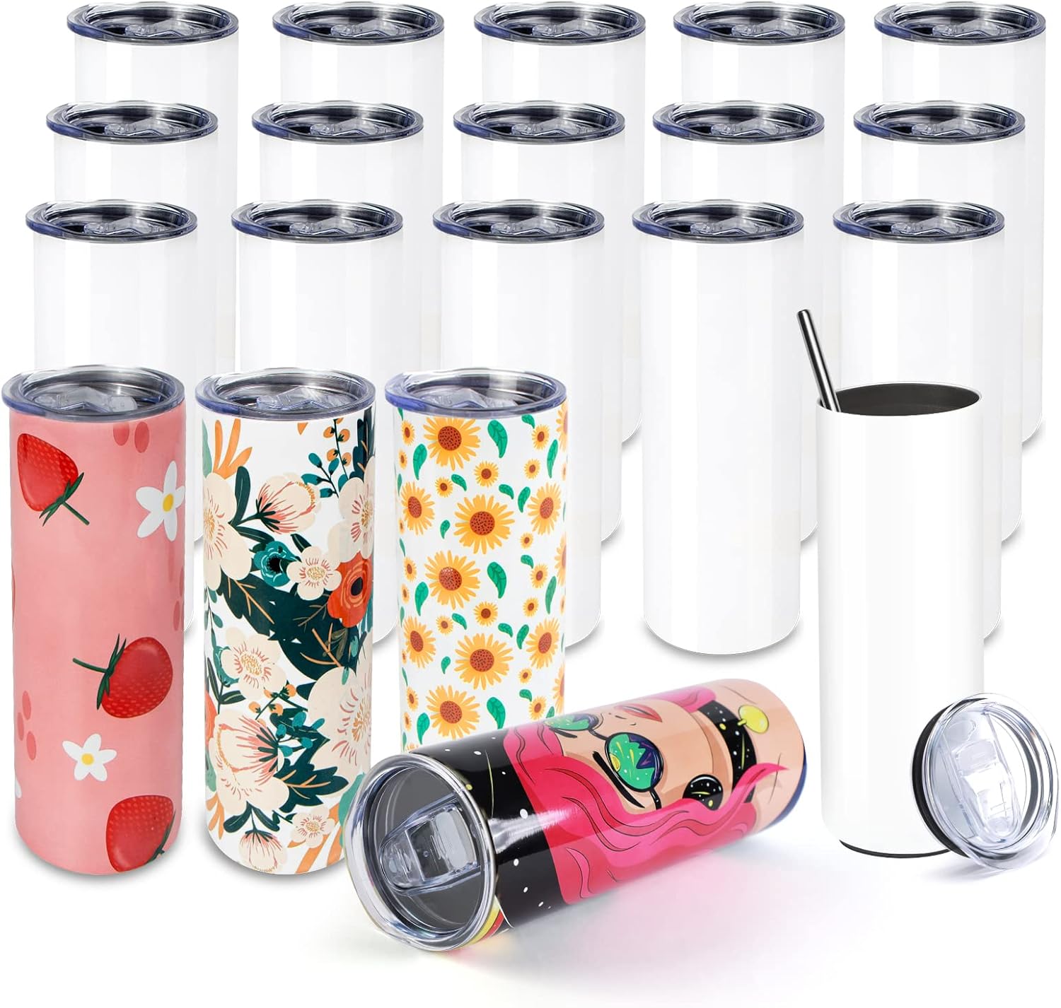 HTVRONT 20 Pack Sublimation Tumblers 20 OZ Sublimation