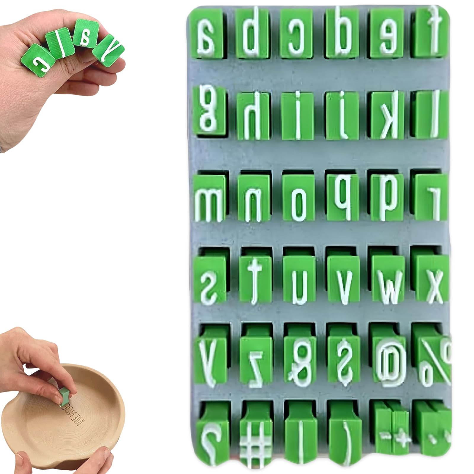 Alphabet Stamps Set for Clay Pottery, Polymer Clay Stamps, Uppercase and Lowercase Alphabet Clay Stamp Sets, Creative Gift for Artists & Beginners (Lowercase Alphabet & Symbols)