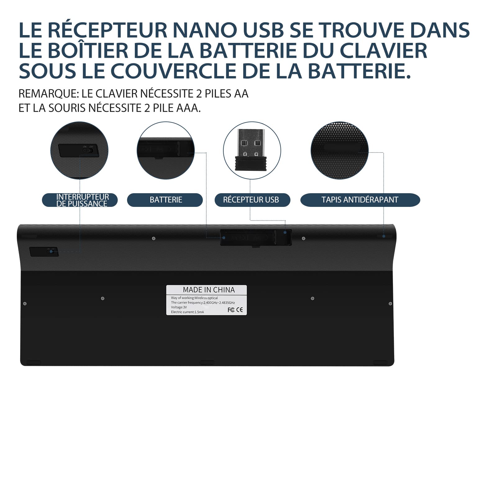 2.4GHz sans Fil Vertical Ergonomique Souris et Clavier Combo Slim Portable Taille pour PC Ordinateur de Bureau Ordinateur Portable Tablette Mac (Right-Handed) (Noir)