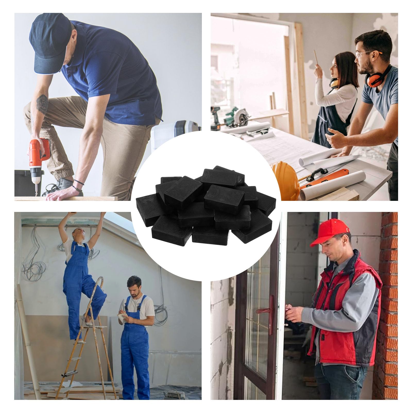 Distanziatori in Plastica, 25 Pezzi Set di Distanziatori per Vetri in Plastica, 60 x 40 x 20 mm Distanziale per Piastrelle, Distanziale per Mobili Set, per Mobili, Porte e Finestre, Nero