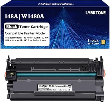 with Chip 1-Pack 148A W1480A Replacement for 148A W1480A Toner Cartridge Black Compatible with Pro 4001dw 4001dn 4001n MFP 4101fdw 4101fdn PrinterBlack-1Pack