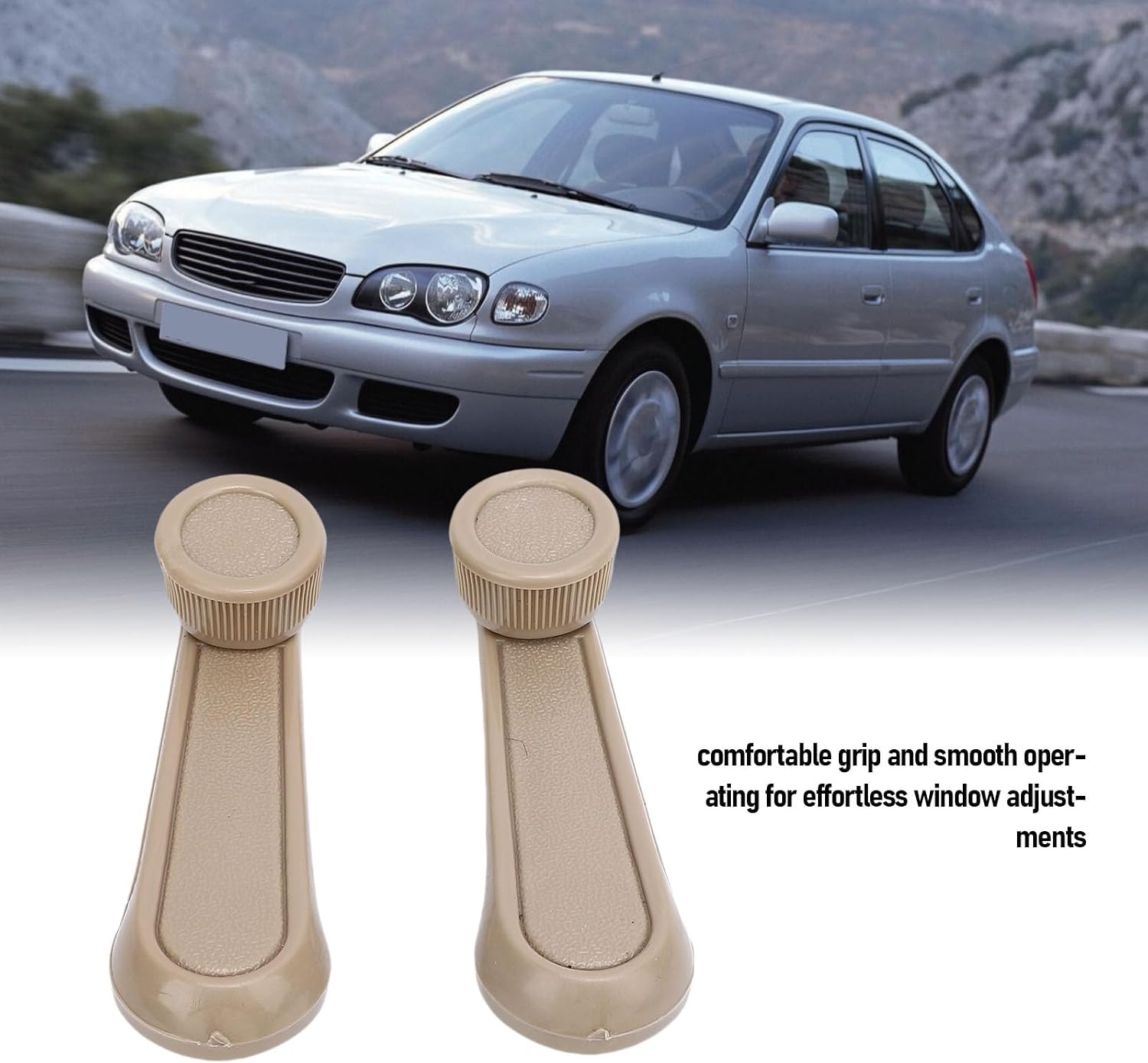 Keenso Window Crank Replacement, Car Window Crank Handle, Ergonomic Design ABS Material Replacement for Tacoma T100 Previa, with OEM Numbers 6926004020B0 692608910403 (Beige)