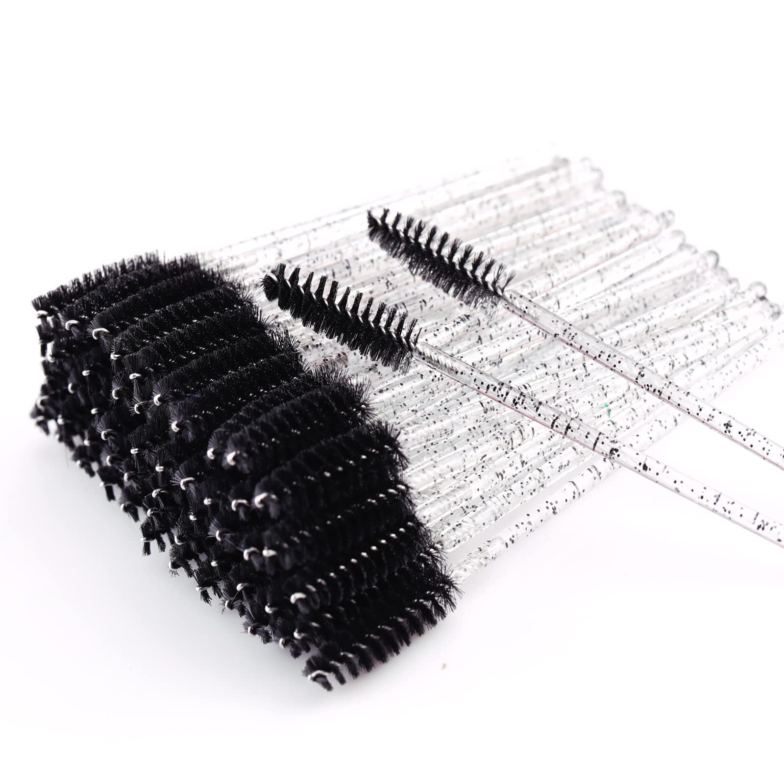 MSQ 50 Stück Wimpern Pinsel Einweg Mascara Pinsel Krystall Wimpernbürstchen für Wimpern und Augenbrauen, Mascara Zauberstäbe für Beauty-Salon und Hausgebrauch (50Kristall)