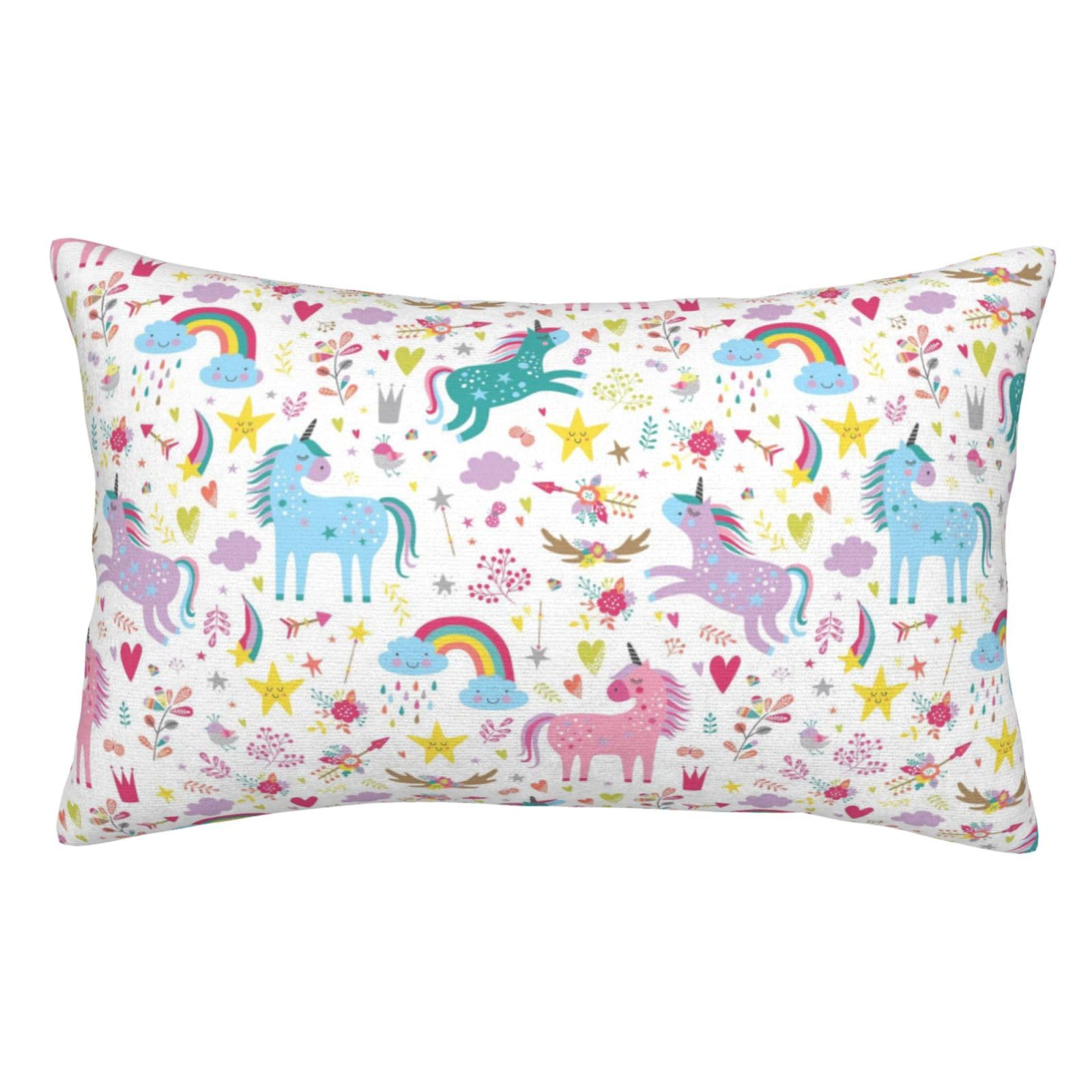 WKSGDSG Soft Plush Pillow Cover For Sofa & Bed, Unicorns, Standard Furry Throw Pillow Case 35x50 cm, Decorative Cushion Cover For Bedroom Living Room Decor, Hidden Zipper Pillowcases For All Seasons