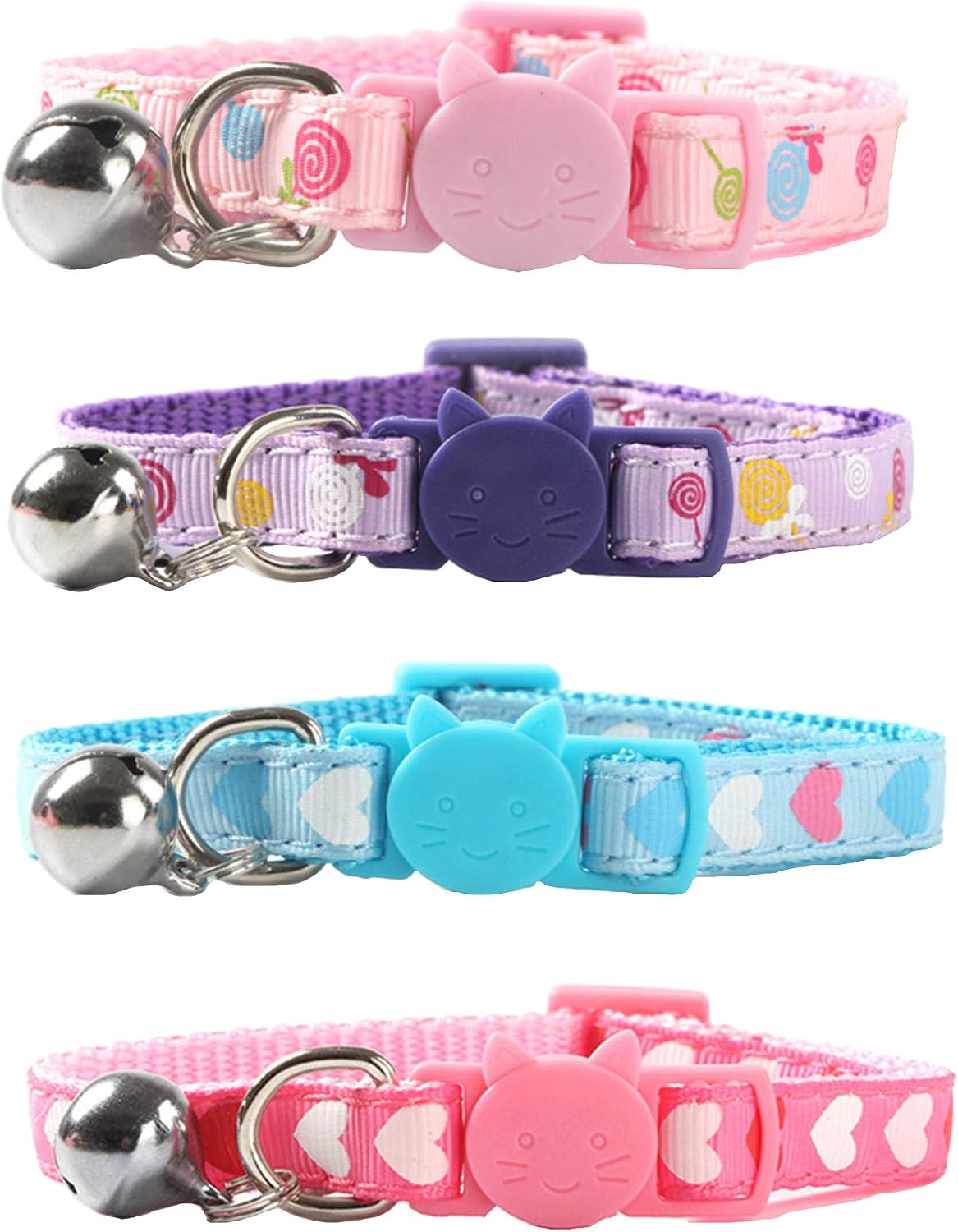 THAIN Breakaway Cat Collar with Bell 4 pcs Kitty Collar with Bell- Adjustable Fashion Cute