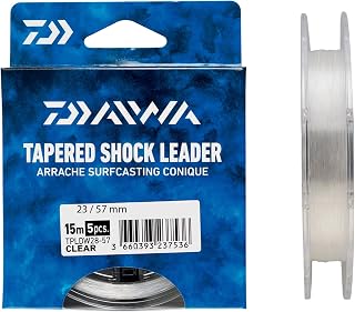 Daiwa Hilos de Pesca Tapered Shock Leader 0.23 0.57 mm 15 m Cola de Rata Surfcasting Carpfishing