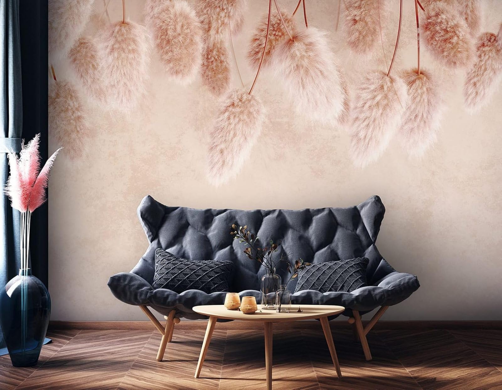 Kfjhgbdshhj 3D Mural Photo Mural-Wallpaper Pampas Grass Nature Dried Flowers Plants - For Living Room Bedroom - 3D Effect,250Cmx175cm Poster - Wall Sticker - Frameless Picture