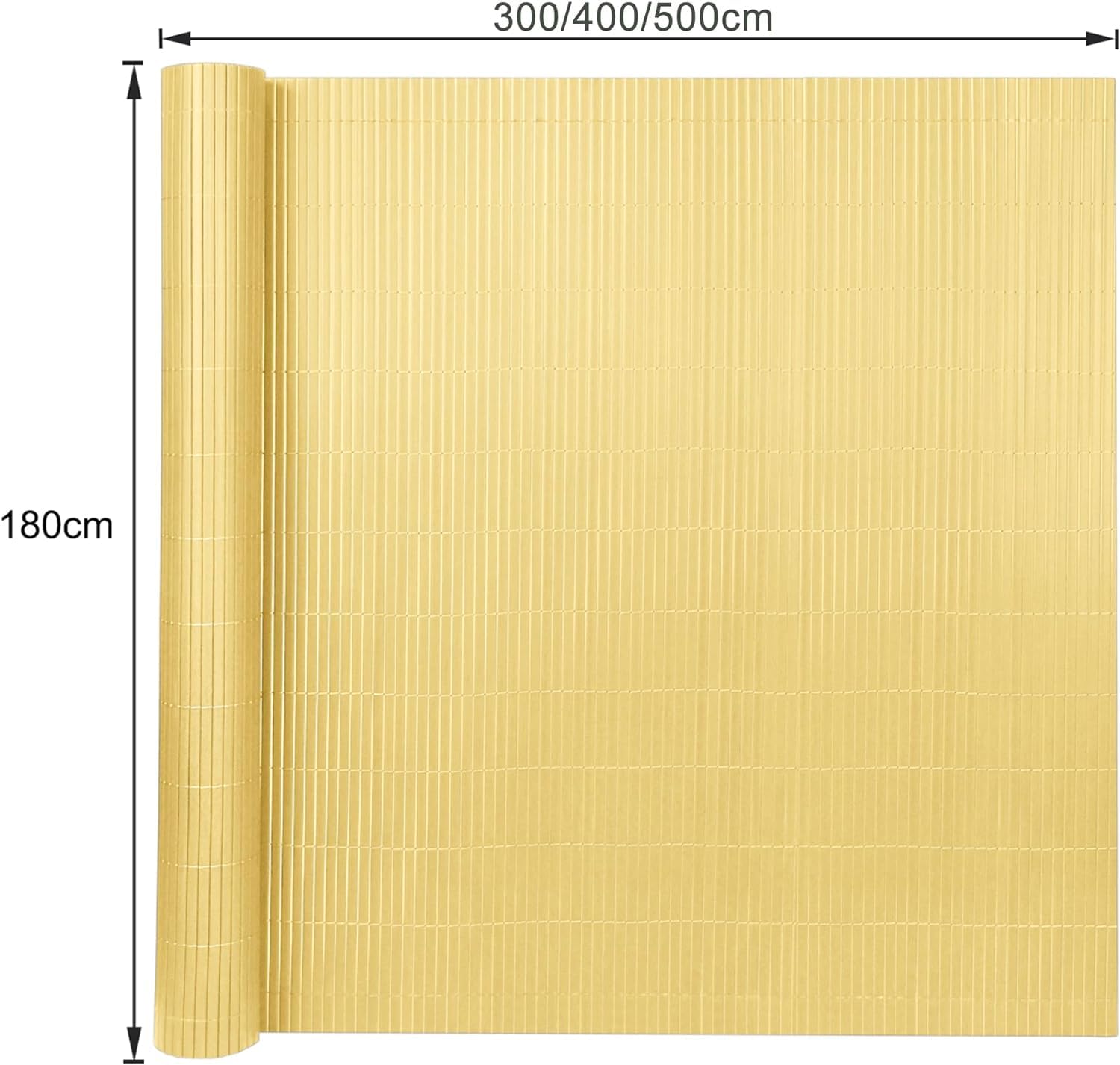 FIVMEN PVC Sichtschutzmatte 180x500cm Balkon Sichtschutz Zaun mit Kabelbindern Sichtschutzzaun Balkonsichtschutz Windschutz Wasserdicht ohne Bohren für Garten Terrasse, Bambus
