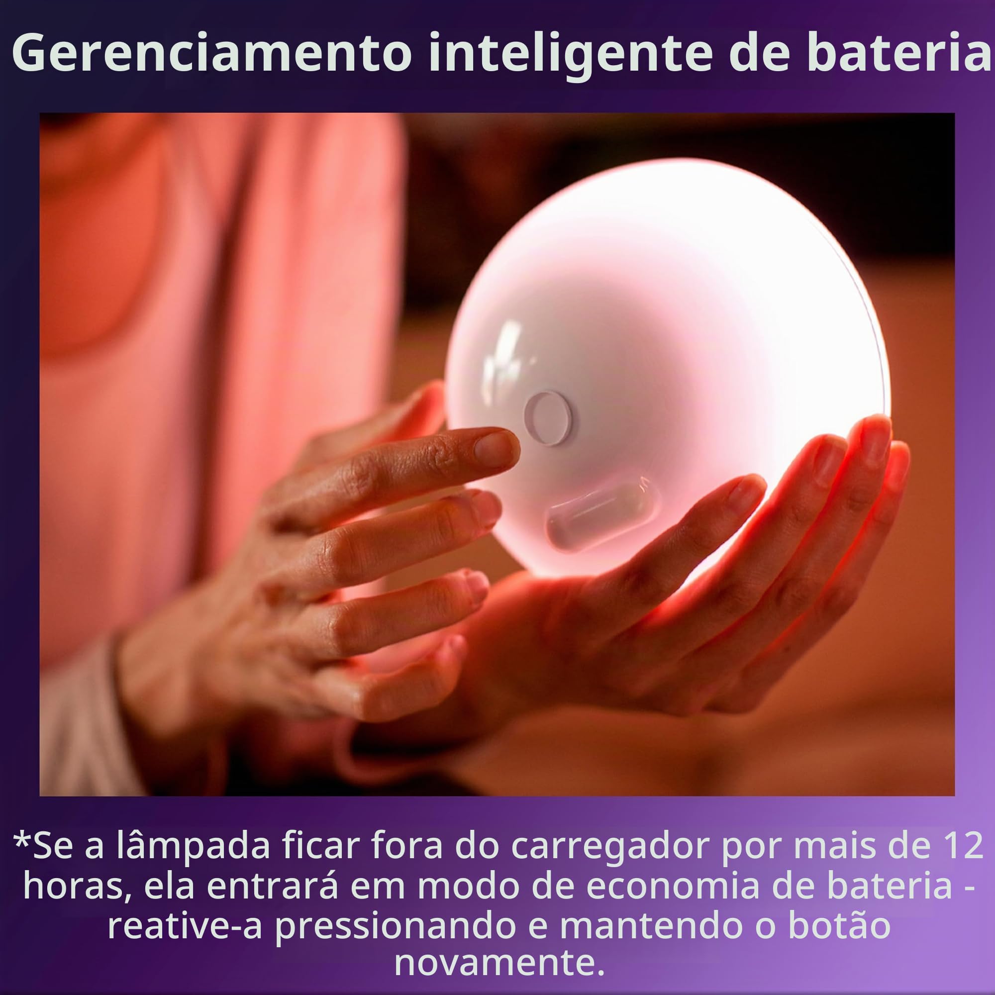 Philips Hue Luminária de mesa portátil Go Smart, pacote com 1