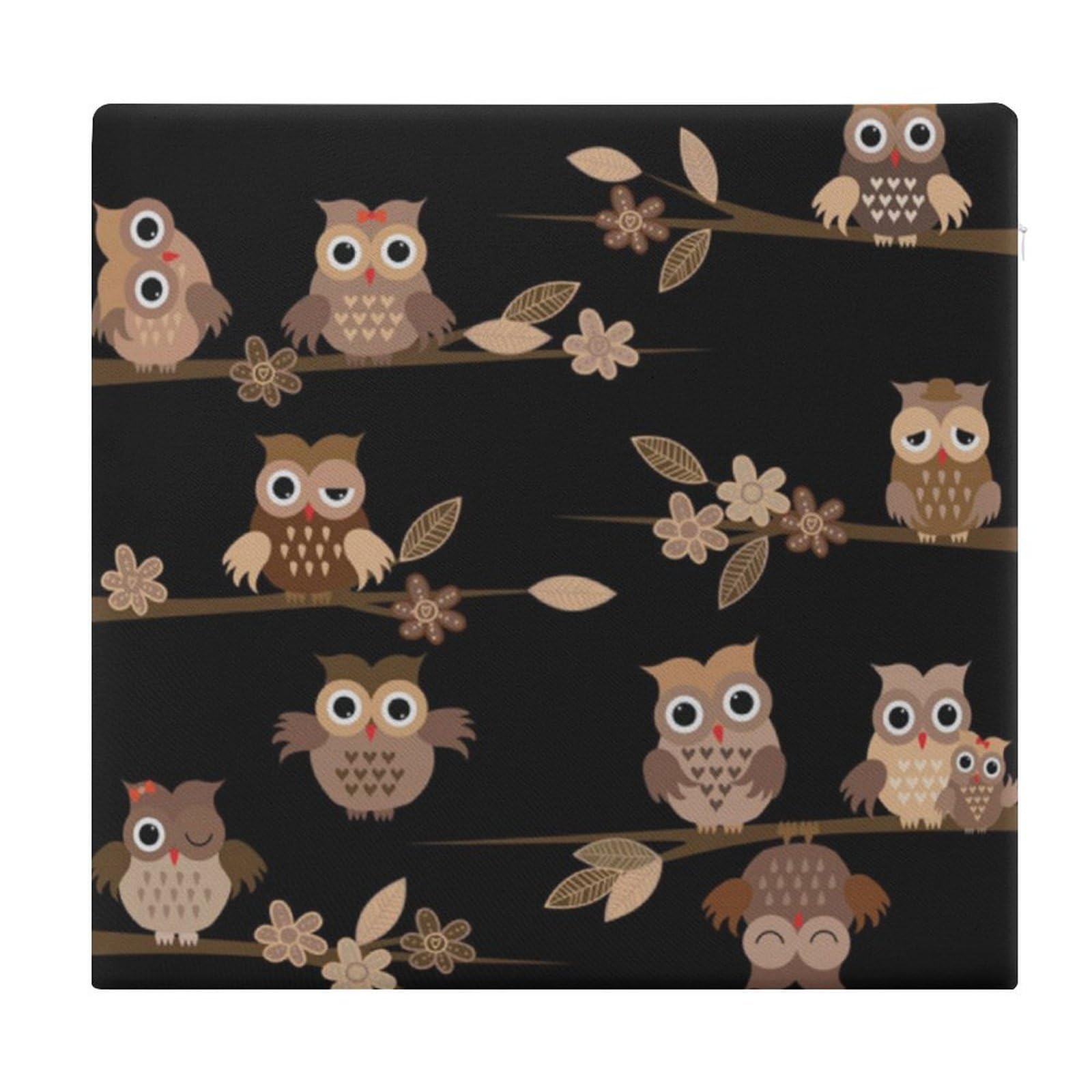 Cojín de espuma viscoelástica de búhos marrón 38x35 cm lavable