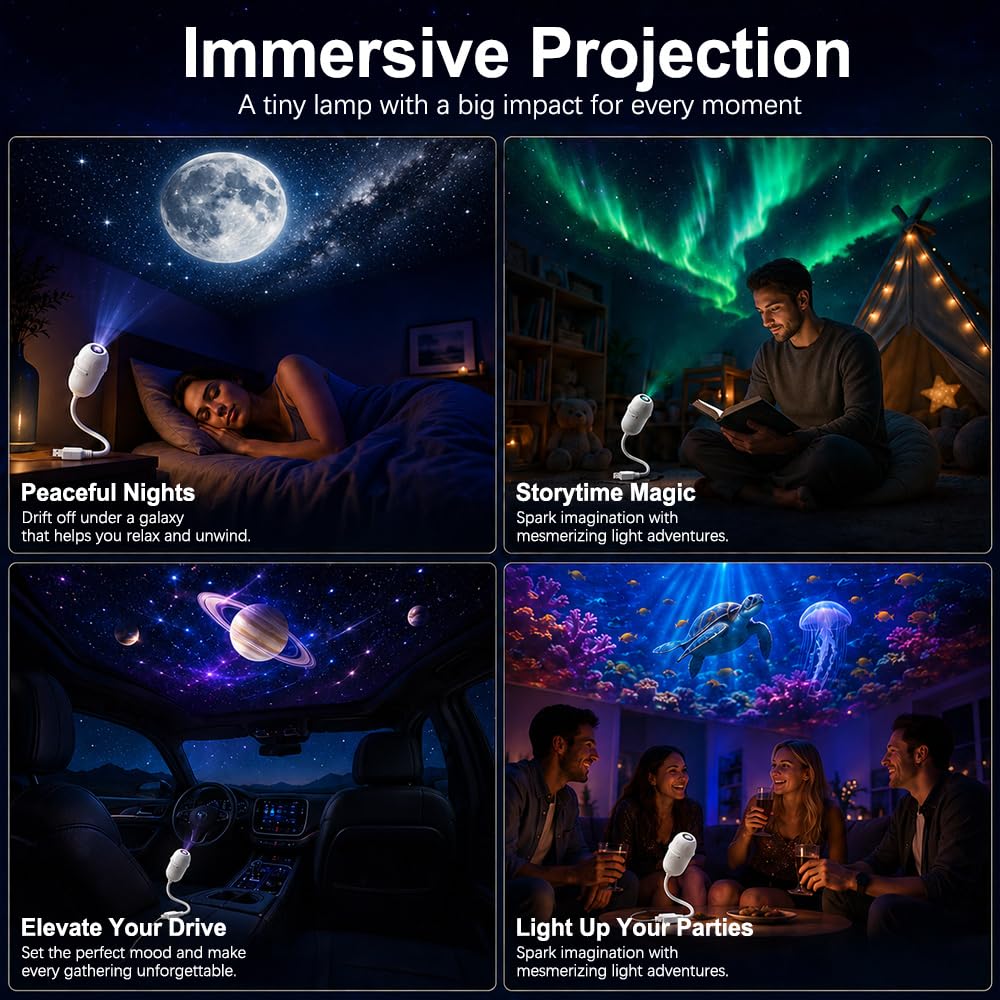 Projektor Galaxy 2 w 1, projektor gwiaździstego nieba, port USB