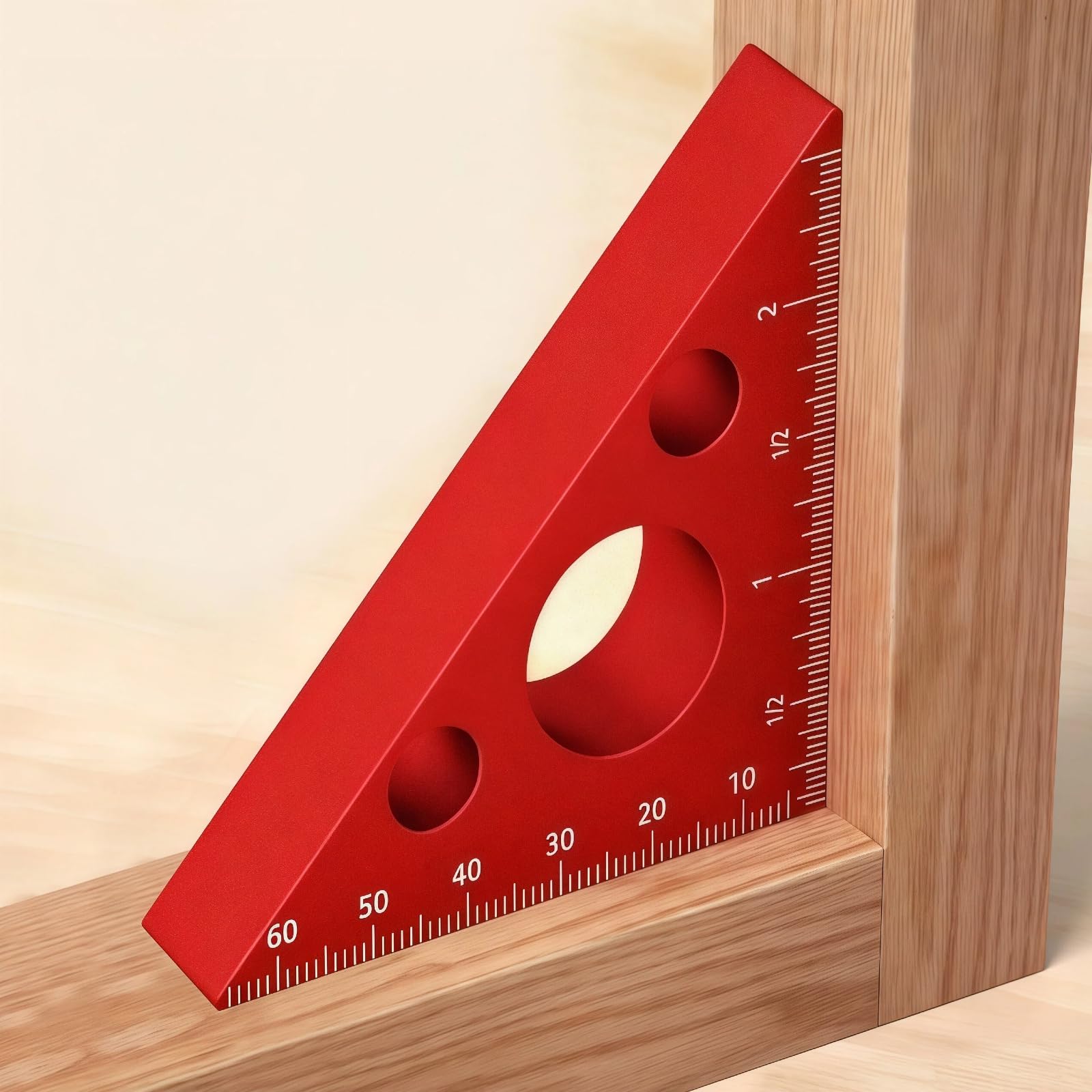 Regla Esquadro de Aleación de Aluminio Anodizado 1 pieza, Medidor de Ángulo Derecho de 45/90 Grados Esmerilado para Carpintería, Herramienta de Medición Duradera y de Precisión (68mmx94mm/2.68"x3.7")