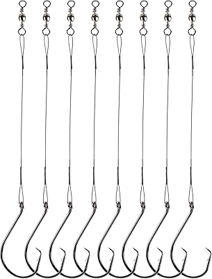 Uxwuy Fishing Circle Hooks Saltwater Catfish Hooks 50pcs Fishing Leader Hook Rigs for Catfish Bass Catfish Rig with Offset Fishing Hooks