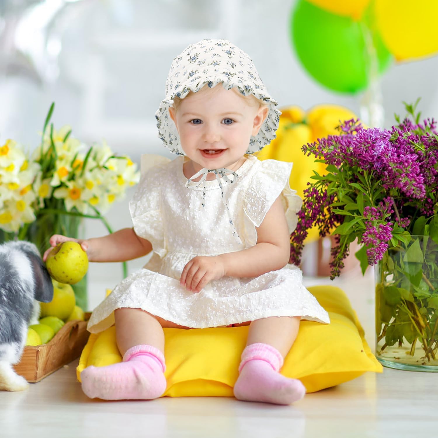 Baby Girls Bonnet Ultra Soft Double Layer Bonnet Cap Adjustable Hats 3-24 Months - Image 6