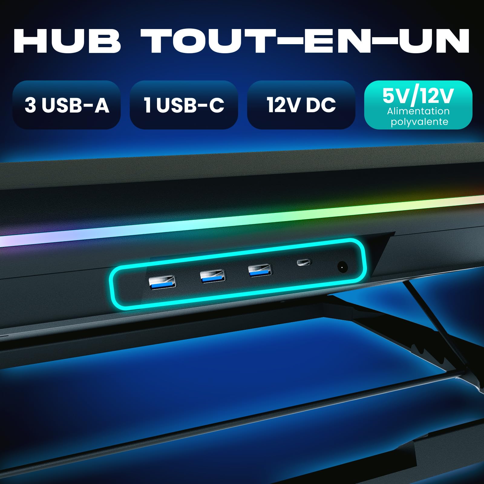 KLIM Turbofrost Max Refroidisseur PC Portable RGB 15.6-17 Pouces Ventilateur XL