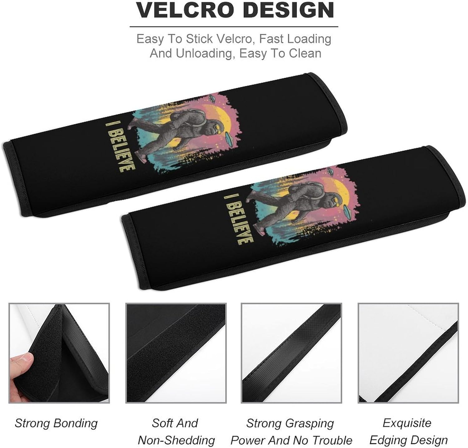 Believe Bigfoot Sasquatch Car Seat Strap Covers Soft Seat Strap Shoulder Pads Seatbelt Covers for All Car Seats 2PCS