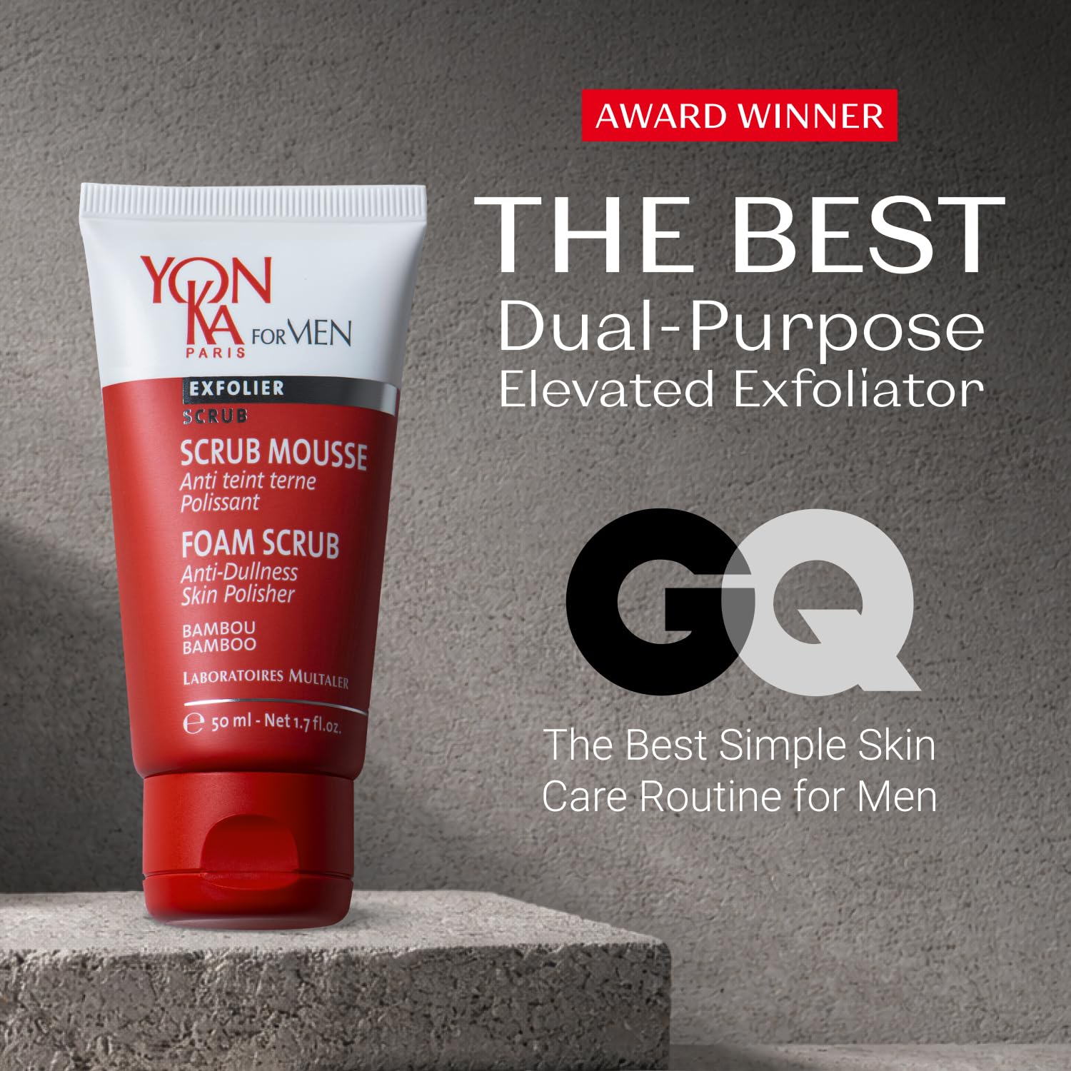 Yon-Ka Mens Foaming Scrub | Deep Cleansing Exfoliator | Gentle Gel Wash Tightens Pores and Prevents Ingrown Hairs | 1.7 fl oz
