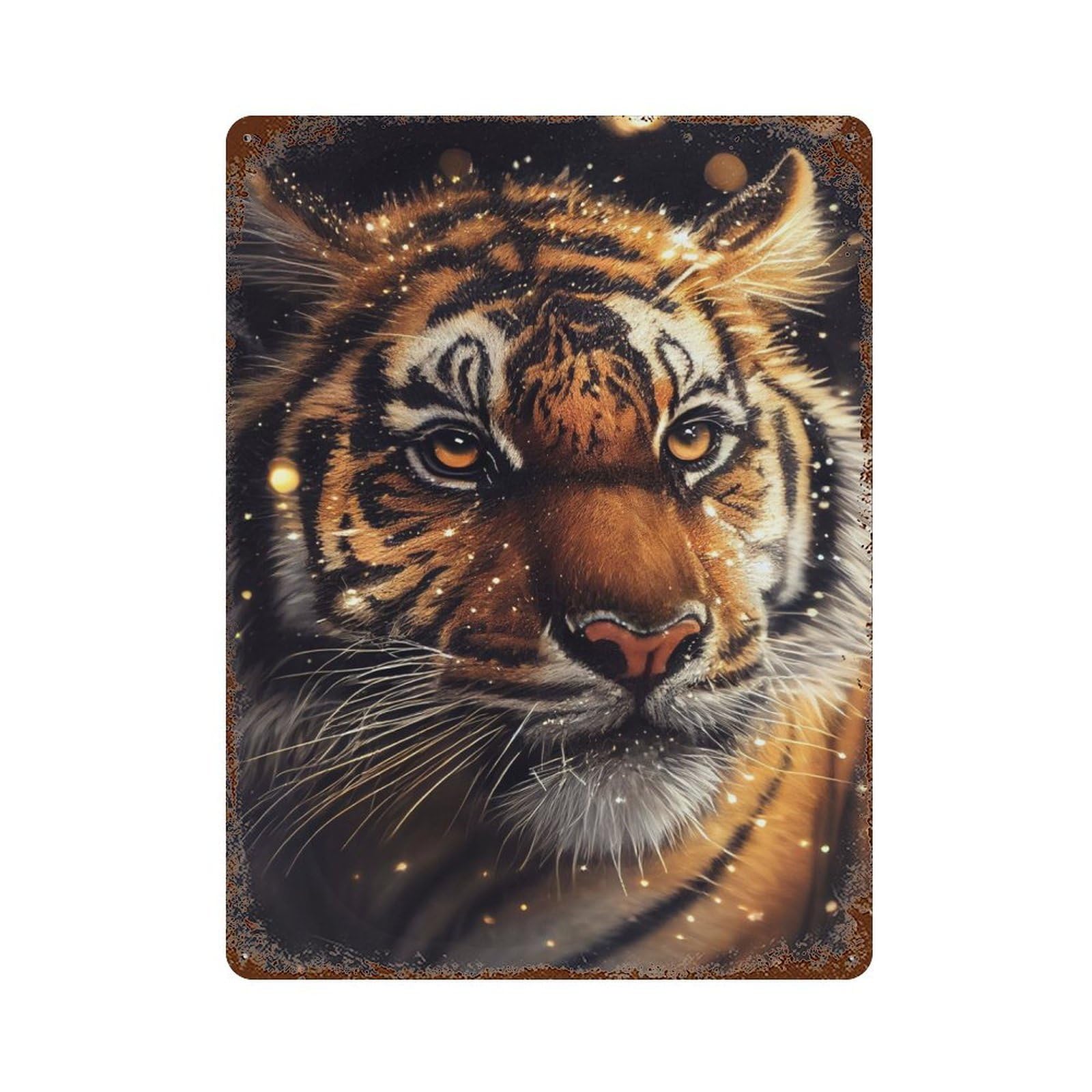 Tiger Lighting 15.7"x11.8" Rust Effect Tin Sign, Industrial Home Decor for Living Room, Hallway And Home Decor