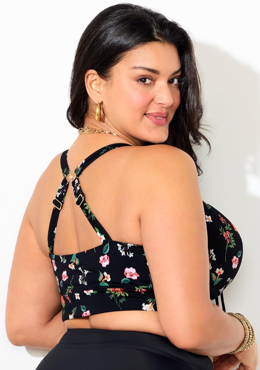 Swimsuits For All Women's Bra Sized Tie Front Longline Underwire Bikini Top (Plus