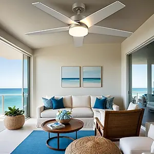DWVO Ceiling Fans with Lights and Remote, 52 inch Silver Ceiling Fan with Reversible Quiet DC Motor, 3CCT Lighting,6 Speed, 5 Blade Fan for Bedroom Living Room
