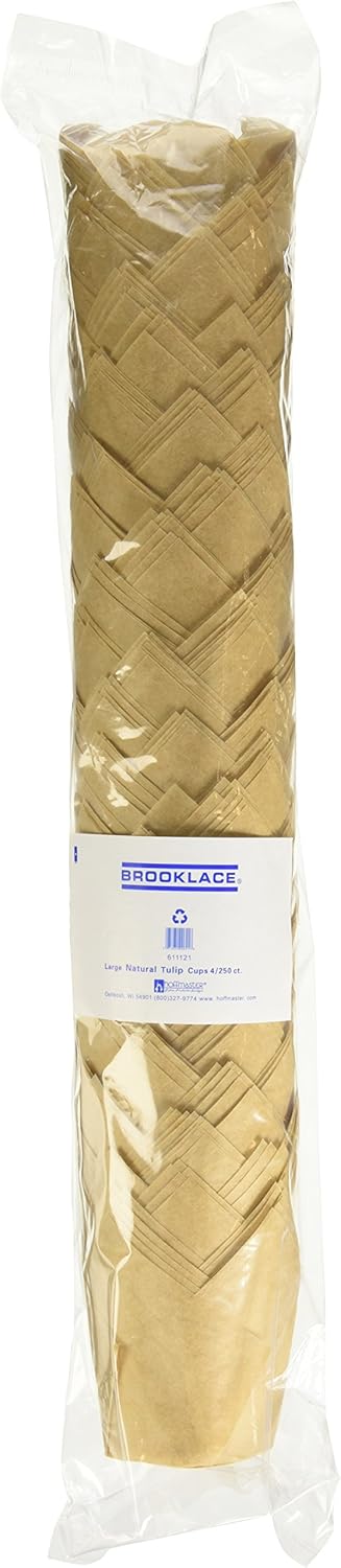 Hoffmaster 611121 Tulip Cup Cupcake Wrapper/Baking Cup, 2-1/4" Diameter x 4" Height, Large, Natural (4 Packs of 250)