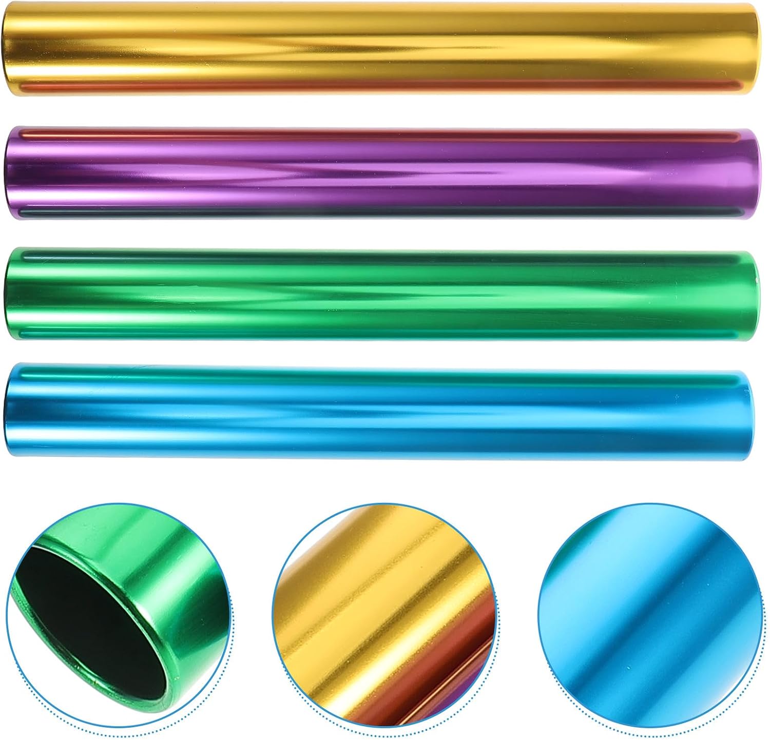 Wakauto 4pcs Aluminum Alloy Relay Race Sticks Set 38mm Diameter Metal for Track and Field Running Relay Competition Sports Equipment