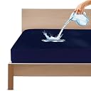 GADDA CO Ultra Soft Cotton Terry Waterproof Mattress Protector for King Size Bed | Breathable, Hypoallergenic Mattress Cover | 78 x 84 inch (6.5 x7ft), Dark Blue, Pack of 1 gallery image