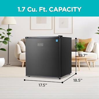 BLACK+DECKER 1.7 Cu. Ft. Compact Refrigerator, Energy Star, BCRK17B, Black