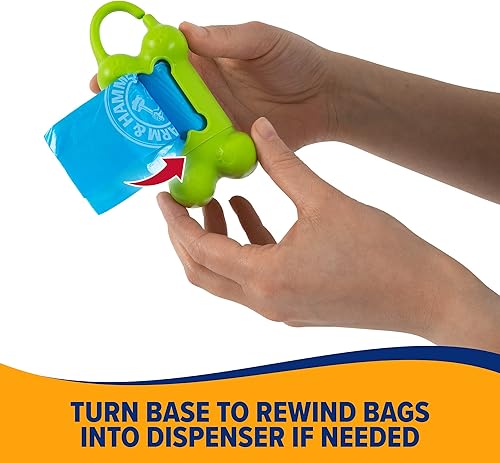 Miniatura 5 de Arm & Hammer Dispensador de bolsas para excrementos de perro con forma de hueso de perro con 30 bolsas de excremento de perro con bicarbonato de