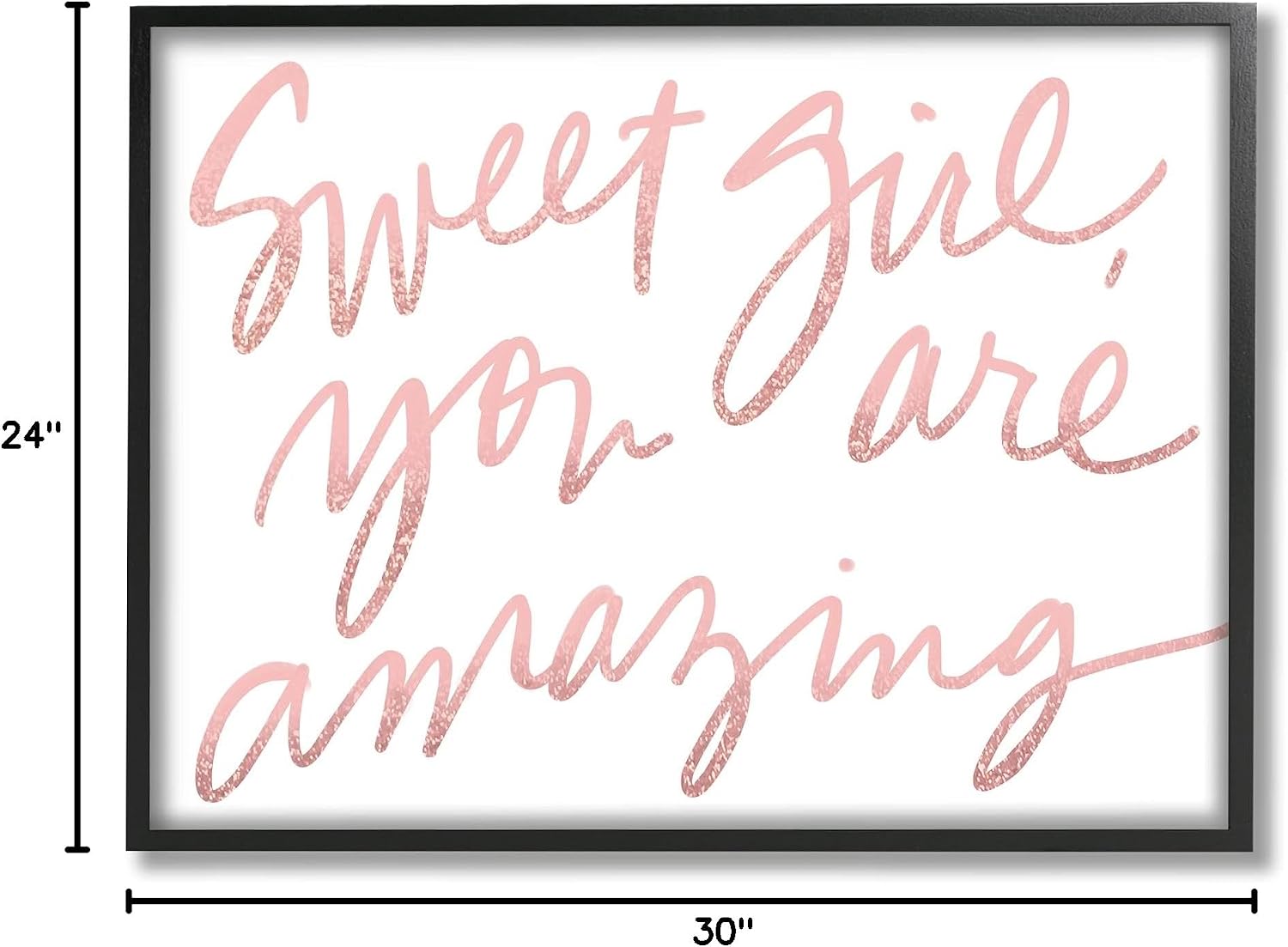 'Sweet Girl You Are Amazing Phrase Pink Script'| Framed Giclee Art | Stupell Industries | Black, 30 x 24 Inches, Easy to Hang and Sturdy, Made in USA, by SD Graphics Studio