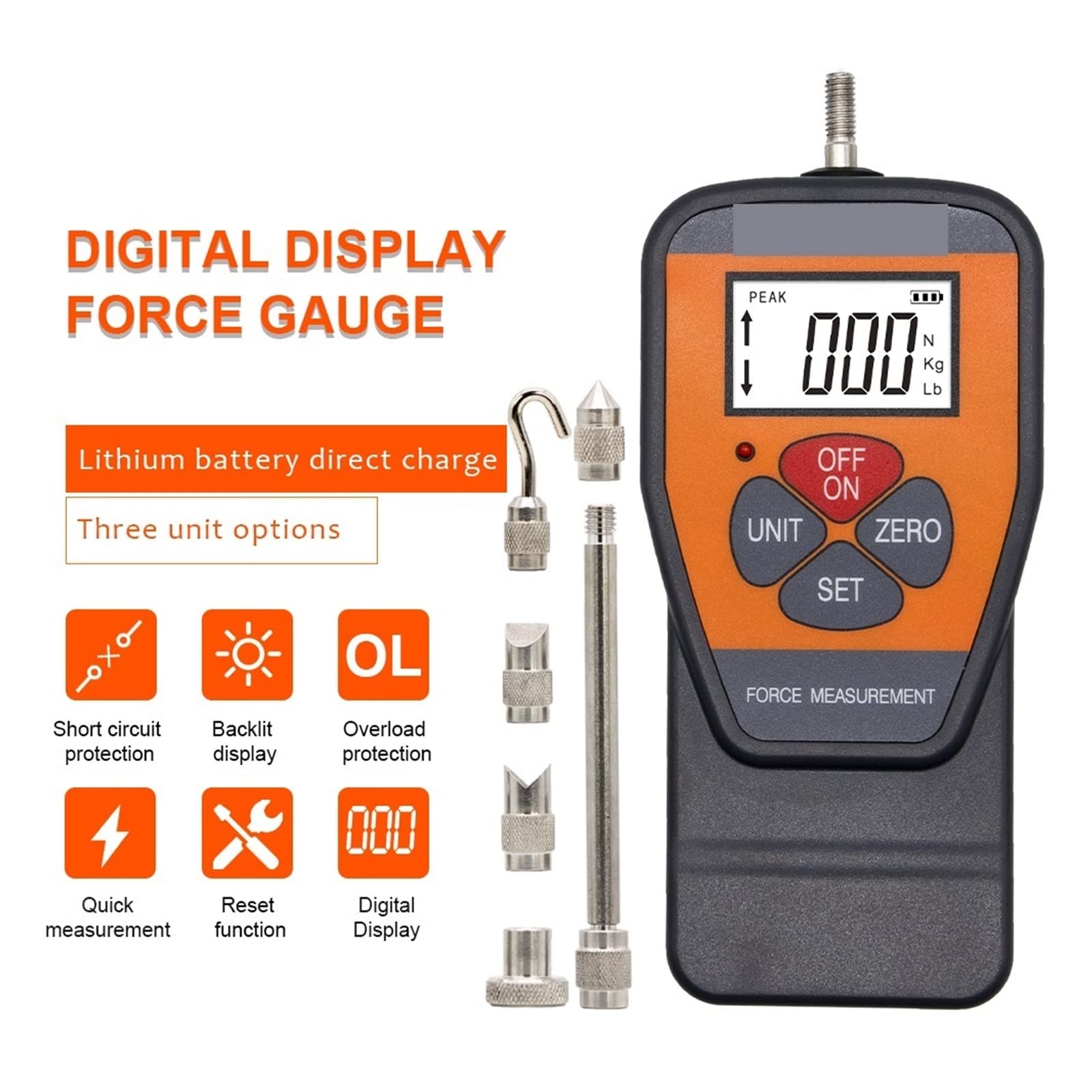 Dinamometro, Pressione di tensione portatile Misuratore di forza digitale Attrezzatura for tester di forza in opposizione Misuratore portatile Pressa ad alta precisione 100N / 200N / 300N / 500N Dinam