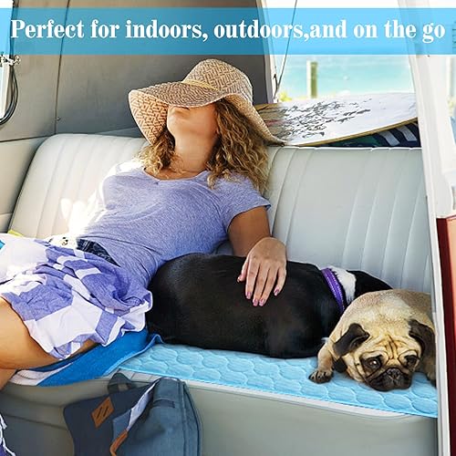 Miniatura 7 de Tapete refrescante para perros, lavable, de seda helada, para perros, parte inferior impermeable, almohadilla para dormir de verano, manta de