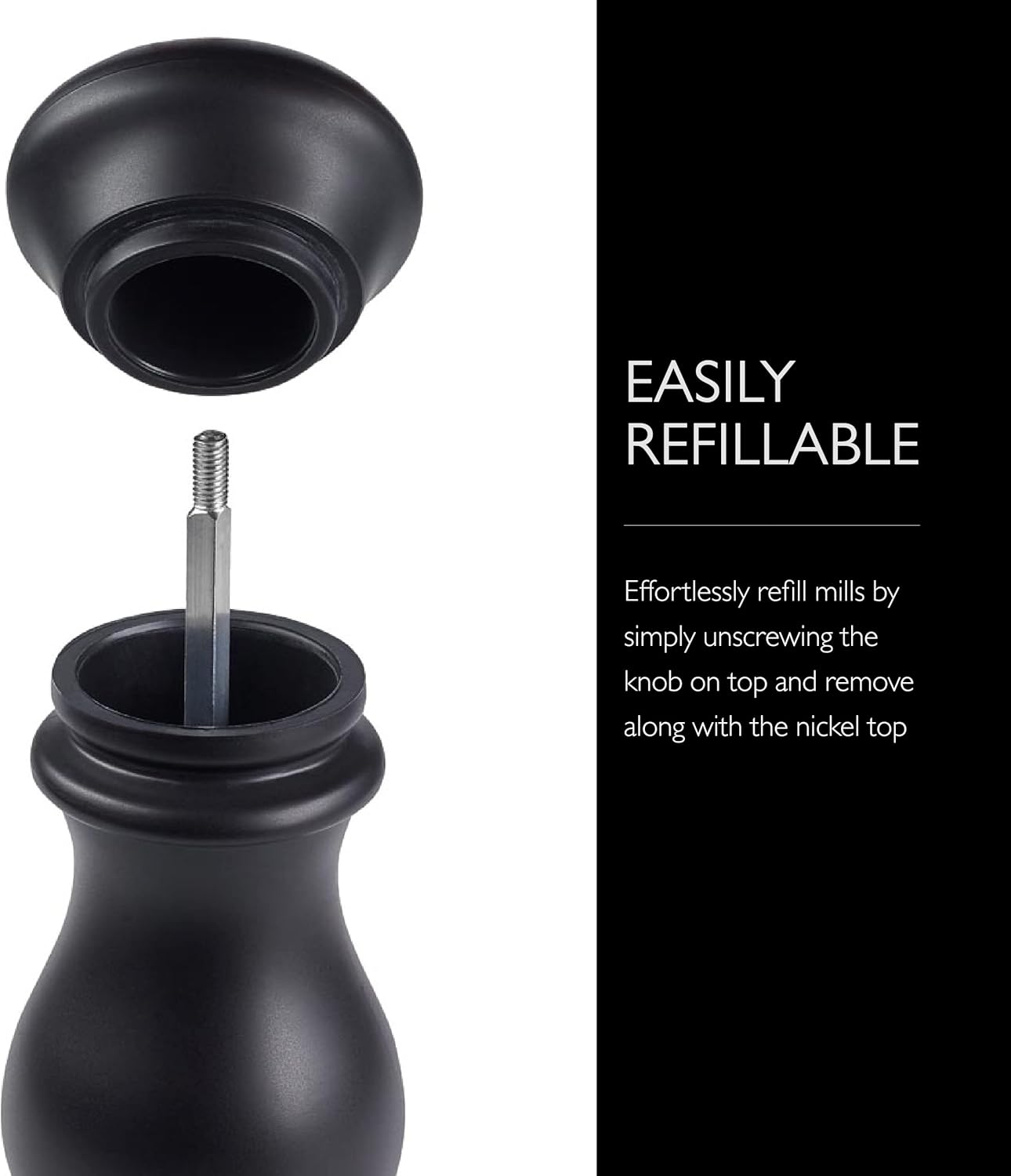 Cole & Mason Southwold Classic Salt & Pepper Mill Gift Set - Salt and Pepper Grinders with a Matte Finish - Adjustable & Refillable Mills - Hand Wash Kitchen Tool - Black/White